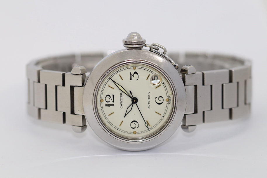 Cartier Pasha Date Automatic Stahl Medium 35mm Luxusuhr Fullset Ref. 2324