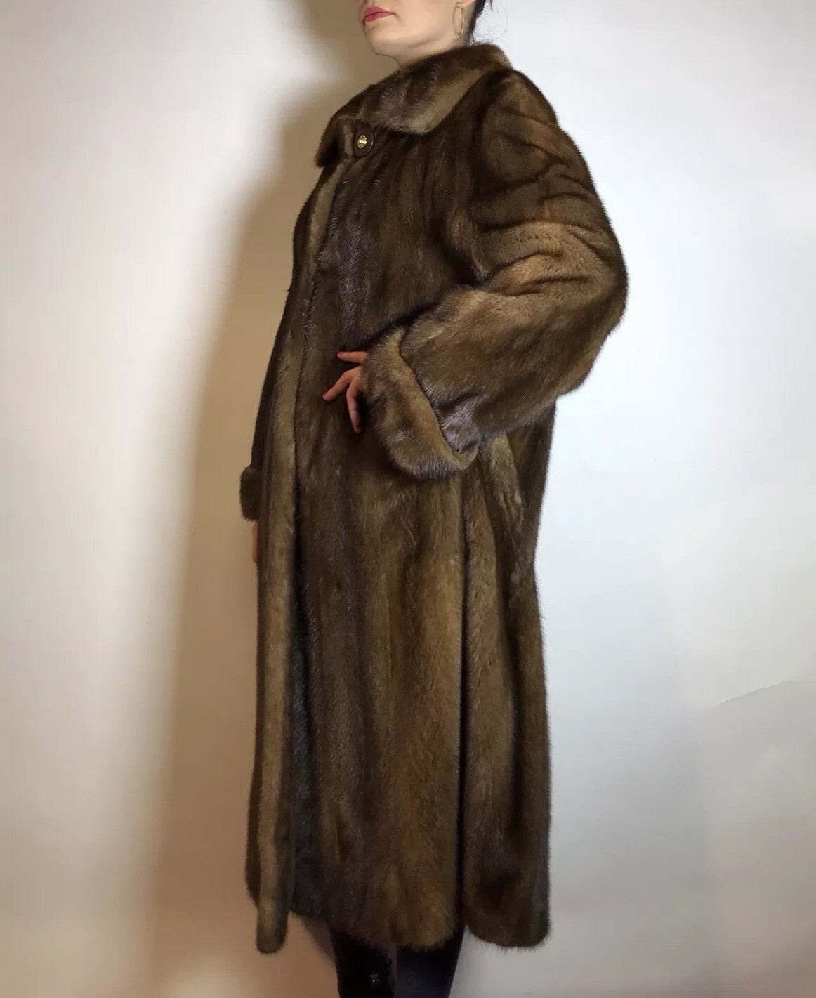 Wunderschöner langer Nerzmantel braun CANADA MAJESTIC MINK Gr. 40/42 Damen