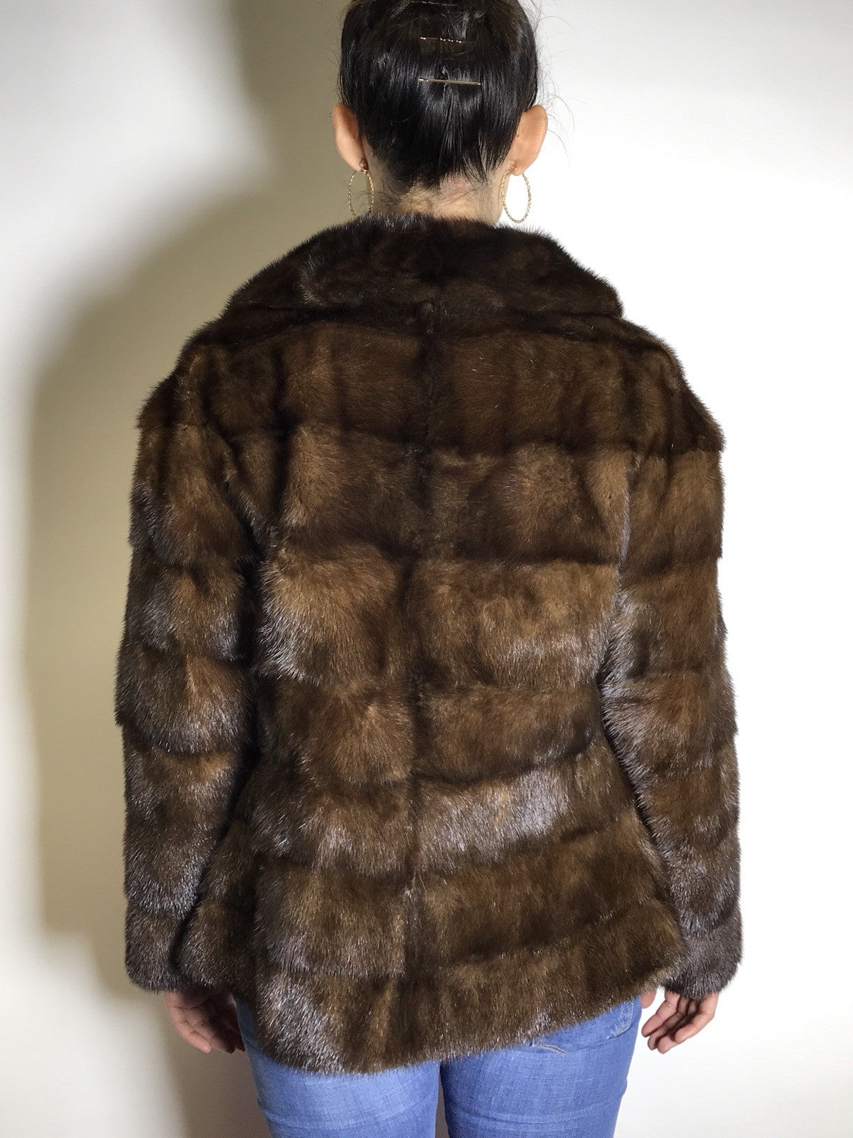 Schöne Nerzjacke Querschnitt, dunkelbraun vom Kürschner Gr. 34-36 Damen