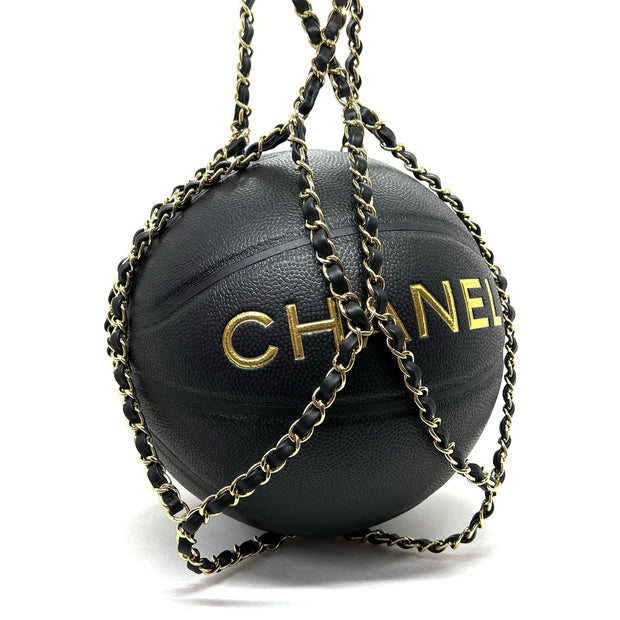 Chanel Basketball mit Kette, chain Schwarz/Gold Sammlerstück collectable