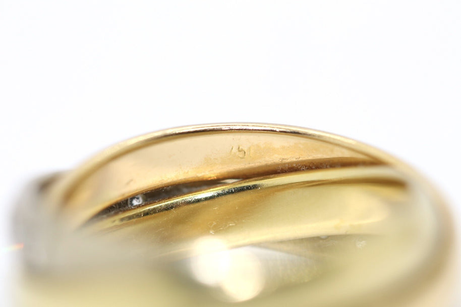 3-Band Goldring Tricolor mit Brillanten 750er/18K Gelb-/Weiß- & Rosegold Gr. 53