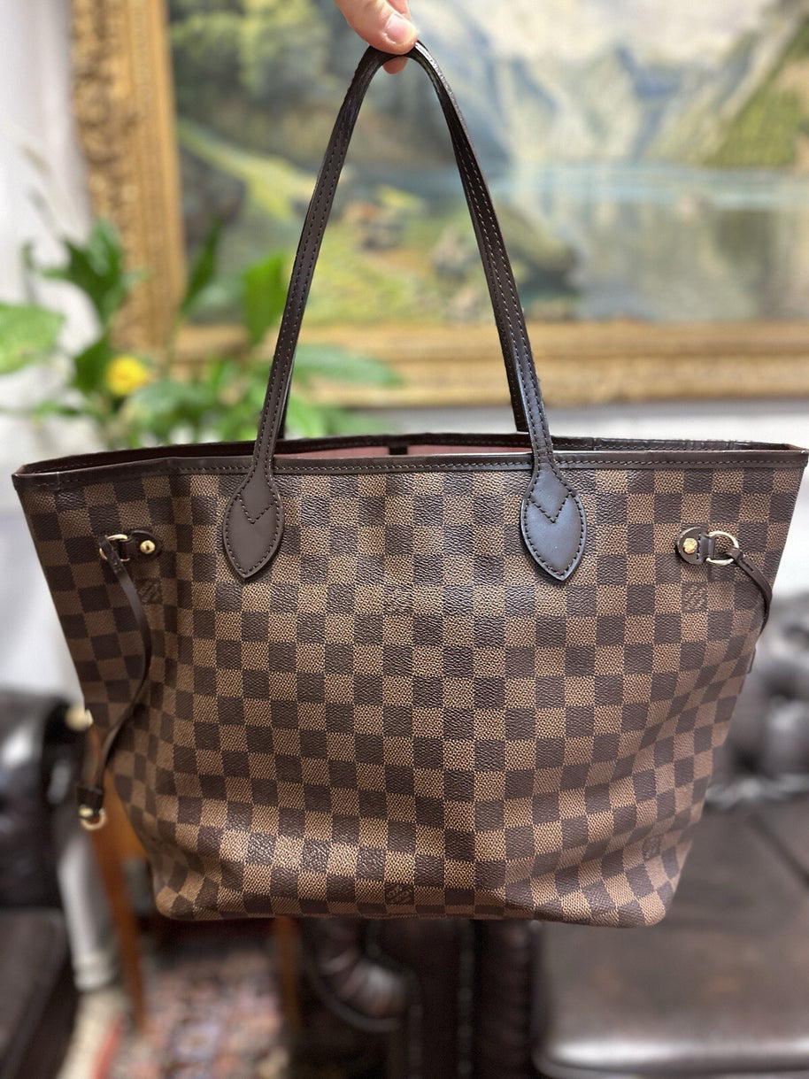 Louis Vuitton Neverfull MM Damier Ebene & Rosa 2016 Shopper Top Zustand