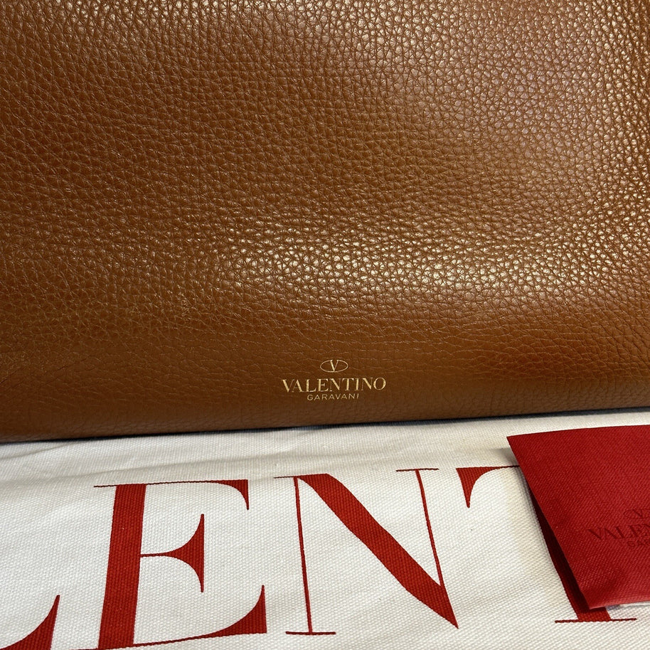 Valentino Garavani Rockstud Shopper Leder Braun Gold Nieten NP. 1.400€