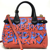 Burberry Graffiti Bag Rot Blau Schwarz Lammleder Schultertasche Top Zustand