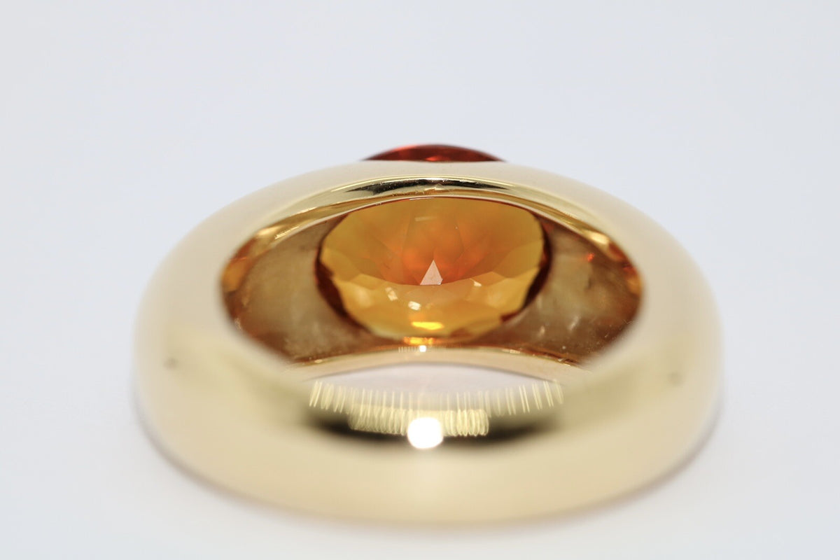 Massiver Wempe Ring mit großem Citrin im Facettenschliff 750er Gelbgold Gr. 51