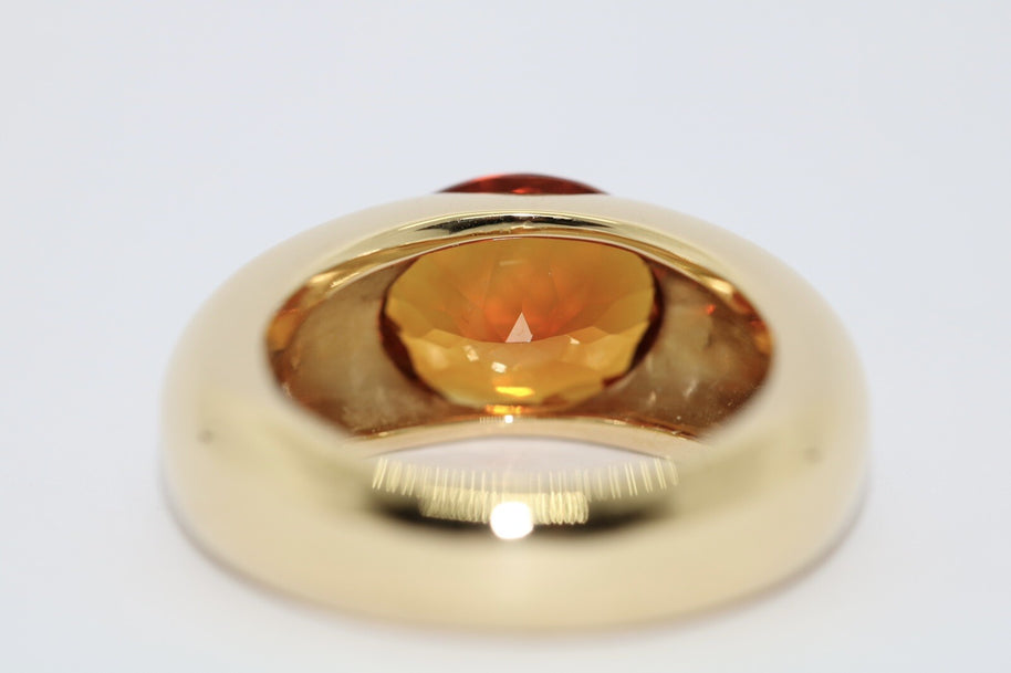 Massiver Wempe Ring mit großem Citrin im Facettenschliff 750er Gelbgold Gr. 51