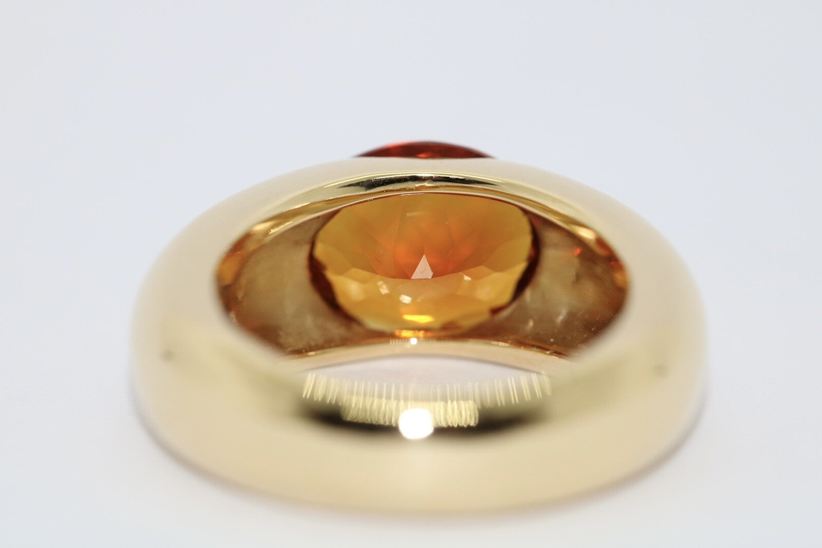 Massiver Wempe Ring mit großem Citrin im Facettenschliff 750er Gelbgold Gr. 51