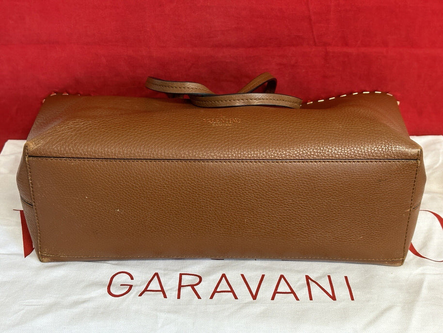 Valentino Garavani Rockstud Shopper Leder Braun Gold Nieten NP. 1.400€