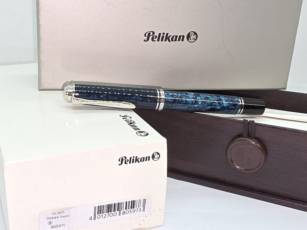 Pelikan Souverän M805 Ocean Swirl 805971 Fountain Pen B Nib Füllfederhalter NEU