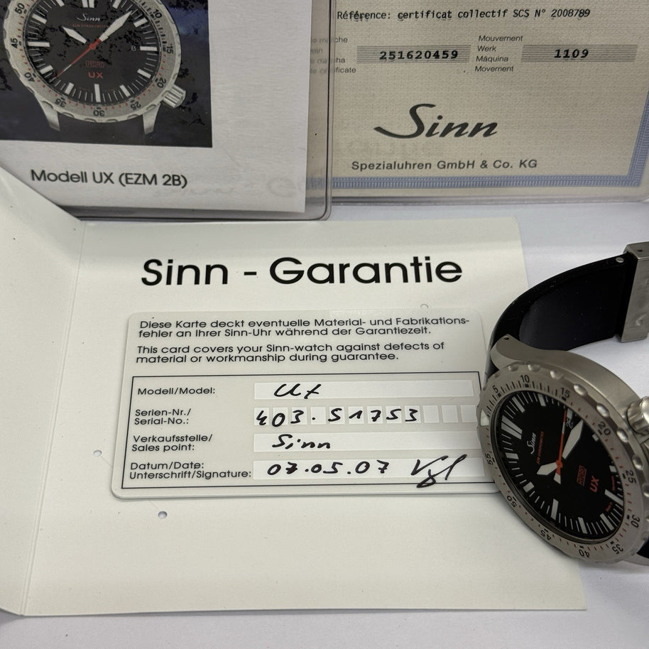 Sinn Spezialuhren UX EZM 2B Hydro 403 Diver Chronometer 44mm Stahl Fullset