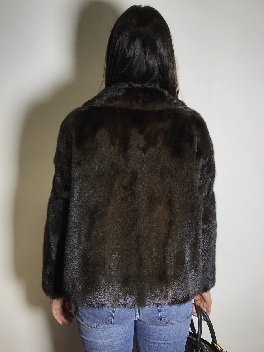 Klassische Nerzjacke dunkelbraun Kürschner Arbeit by WEIDEMANN Gr. 40/42 Damen