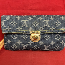 Louis Vuitton Pochette Accessoires Denim/Jeans Clutch Monogram 2006