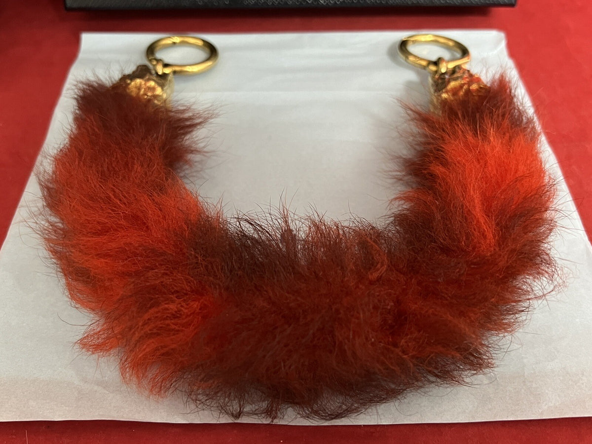 Prada Taschen Accessoire Griff/Riemen Anhänger Synthetik-Pelz, Tierköpfe in Gold