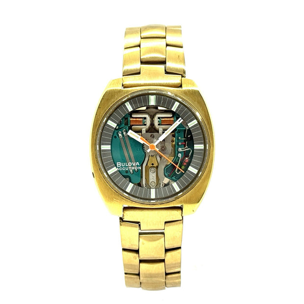 BULOVA ACCUTRON SPACEVIEW CAL. 214 QUARZ GOLD RETRO HERRENUHR SAMMLERSTÜCK