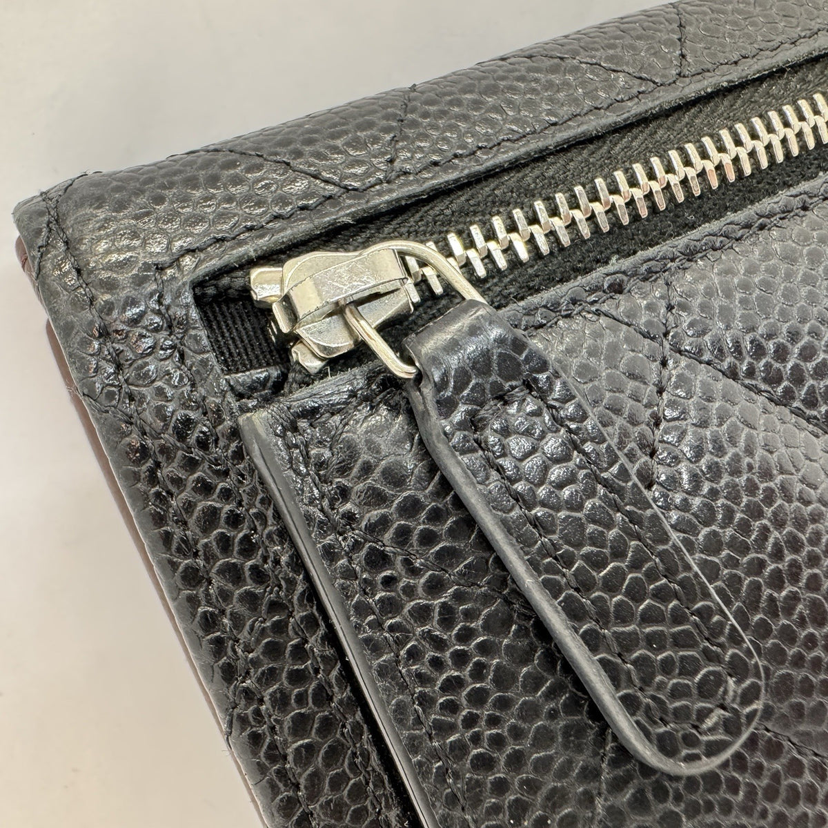 Chanel Trifold Flap Wallet Portemonnaie Caviar Leder Schwarz & Silber 2021