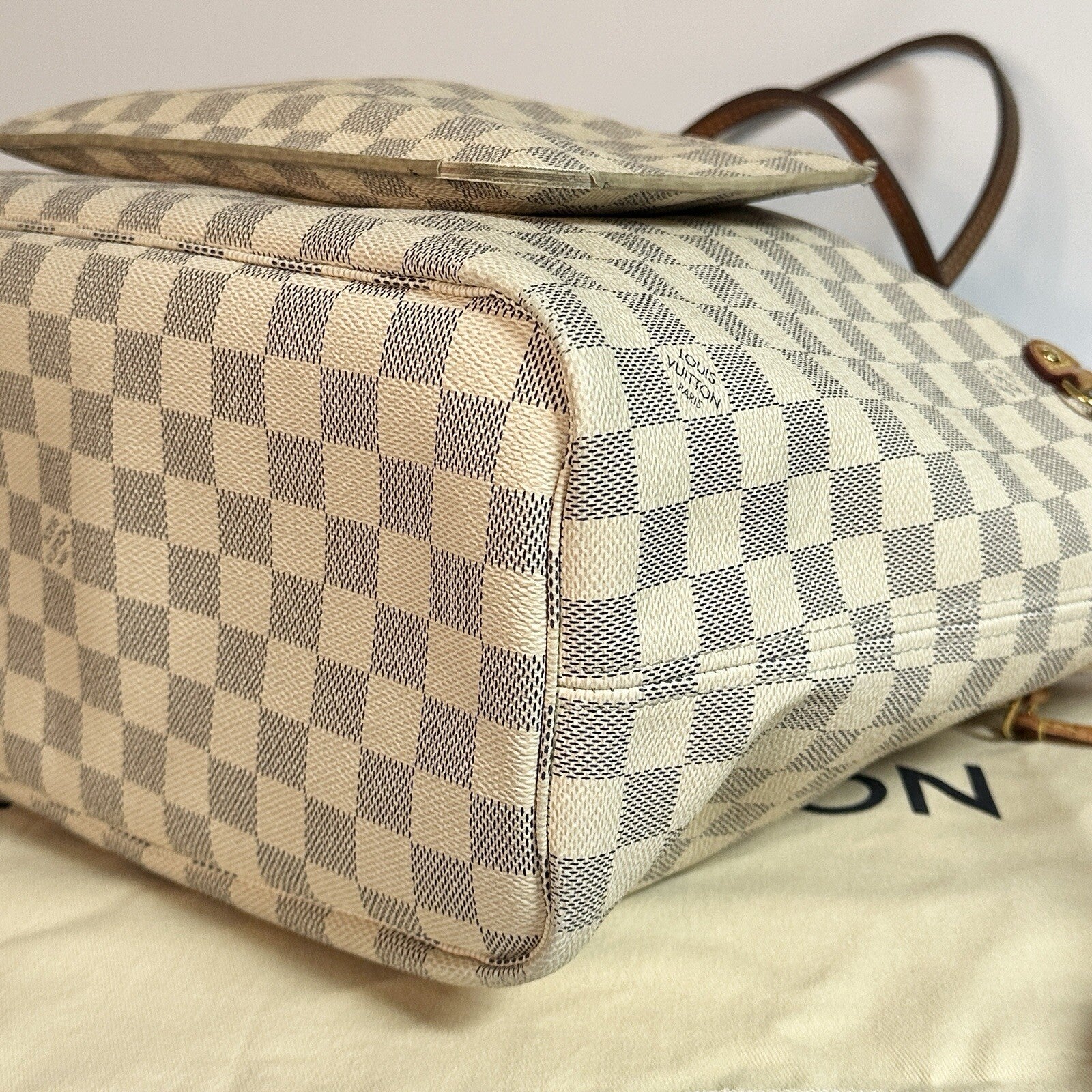 Louis Vuitton Neverfull MM + Pochette Damier Azur 2019 mit Original Rechnung