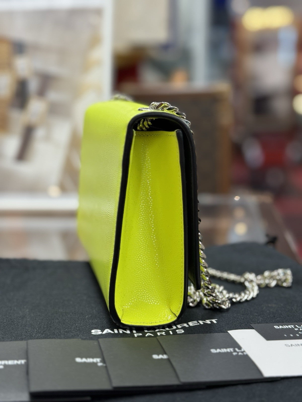 Yves Saint Laurent Kate YSL Summer Edition Neon Gelb Leder Umhängetasche