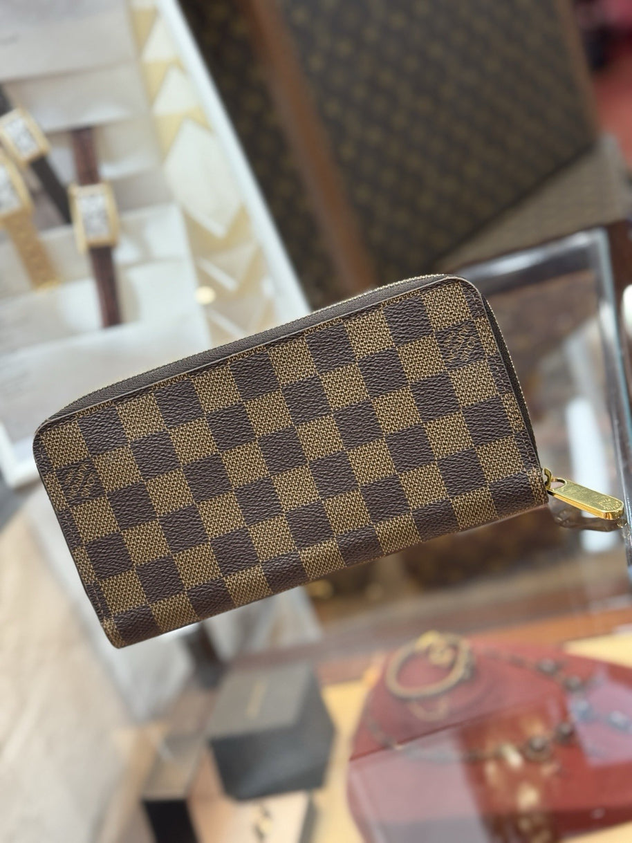 Louis Vuitton Zippy Geldbörse Portemonnaie Damier Ebene Canvas