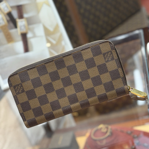 Louis Vuitton Zippy Geldbörse Portemonnaie Damier Ebene Canvas