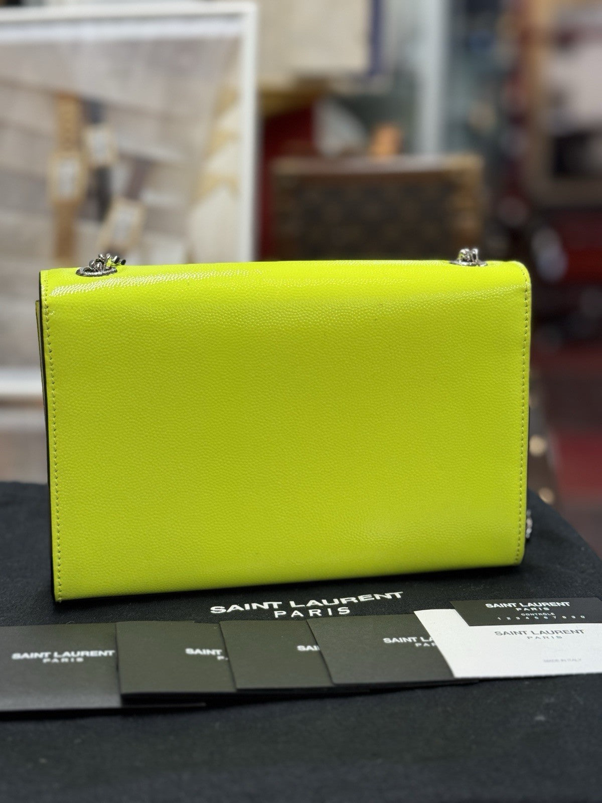 Yves Saint Laurent Kate YSL Summer Edition Neon Gelb Leder Umhängetasche
