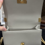 Chanel Top Handle Small Flap Bag Boy Caviar Hellgrau Gold