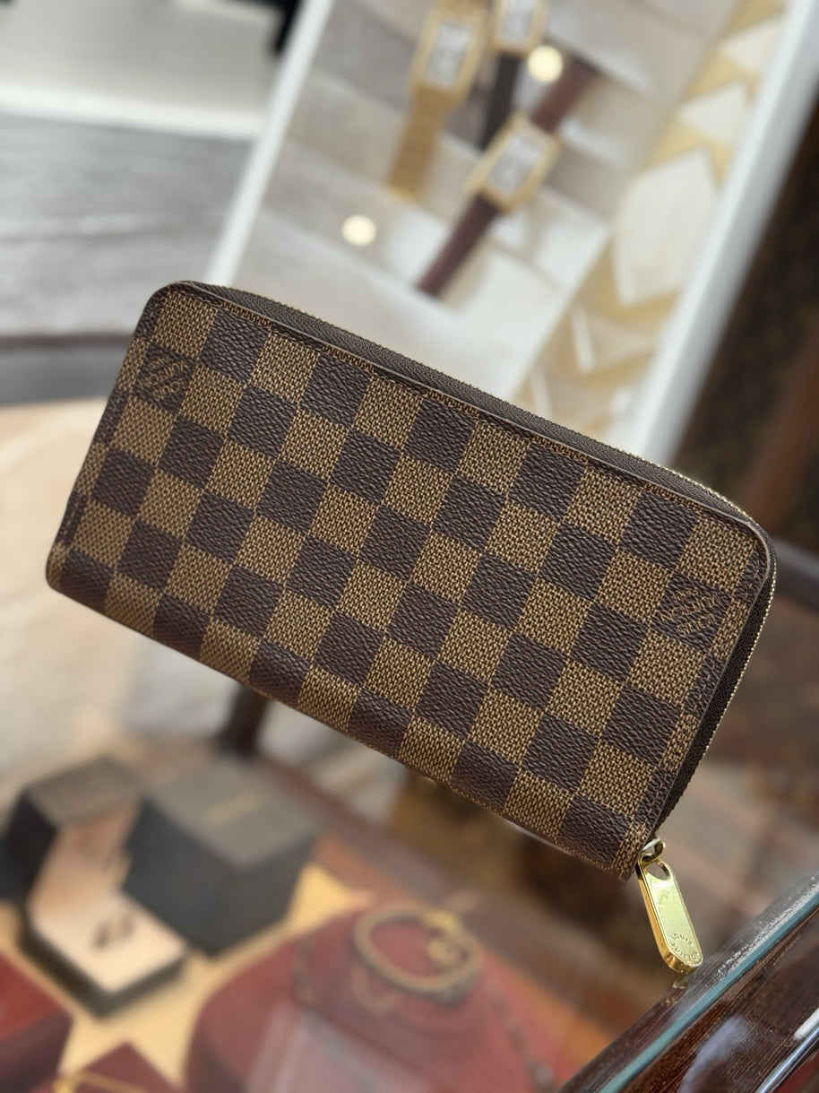 Louis Vuitton Zippy Geldbörse Portemonnaie Damier Ebene Canvas