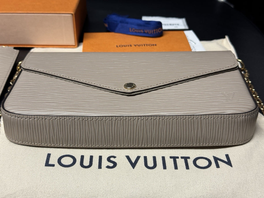 Louis Vuitton M68758 Pochette Felicie Epi Leder Beige Taupe Umhängetasche
