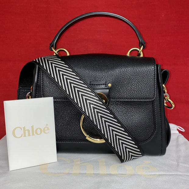 Chloe Tess Day Mini Crossbody Bag Leather Black kleine Umhängetasche Schwarz