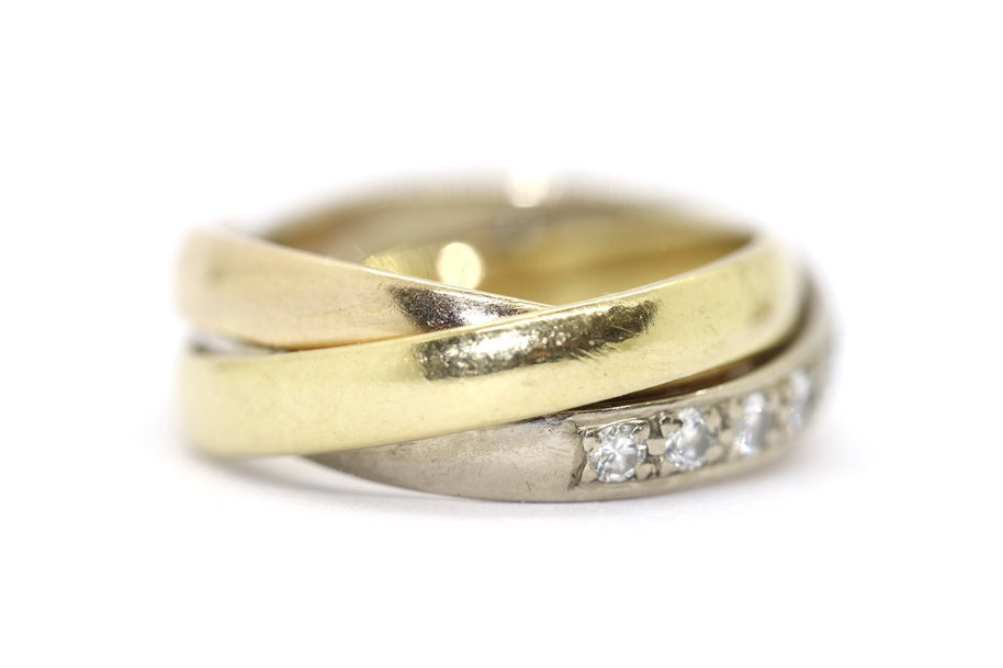 3-Band Goldring Tricolor mit Brillanten 750er/18K Gelb-/Weiß- & Rosegold Gr. 53