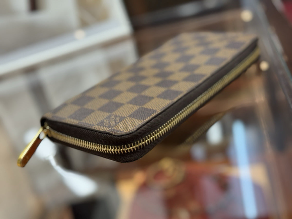 Louis Vuitton Zippy Geldbörse Portemonnaie Damier Ebene Canvas