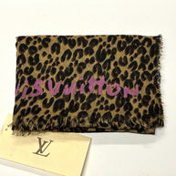 LOUIS VUITTON SCHAL LEOPARD BRAUN PINK KASCHMIR SEIDE TUCH M72215