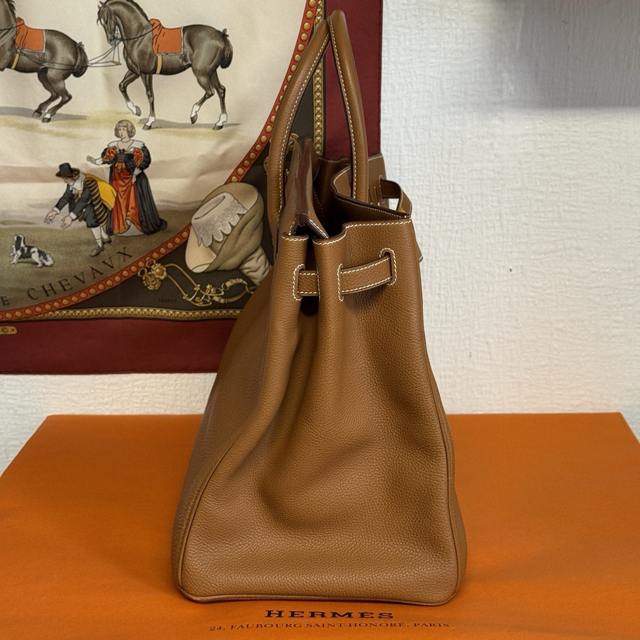 Hermes Birkin Bag 40 Veau Togo Leder Braun/Beige & Gold mit Orig. Rechnung!