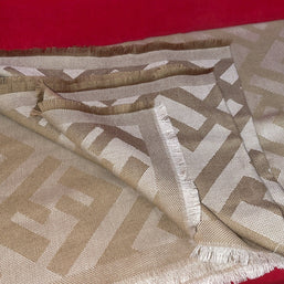 Fendi FF Shawl Wolle & Kaschmir Schal 140x140 cm Schultertuch beige/gold wie Neu