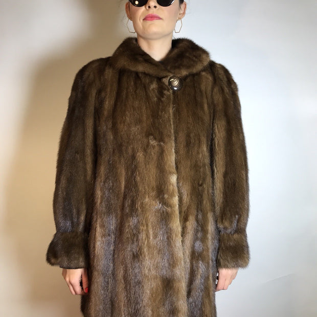 Schöne lange Nerzjacke naturbraun, Exklusiv vom Kürschner Gr. 36/38 Damen