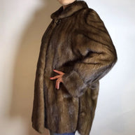 Schöne lange Nerzjacke naturbraun, Exklusiv vom Kürschner Gr. 36/38 Damen