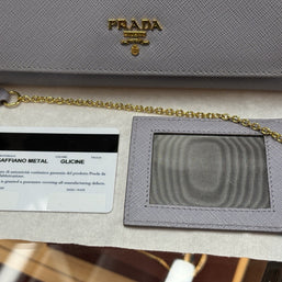 Prada 1MH132 große Geldbörse Portemonnaie Saffiano Metal Leder Violett Glicine