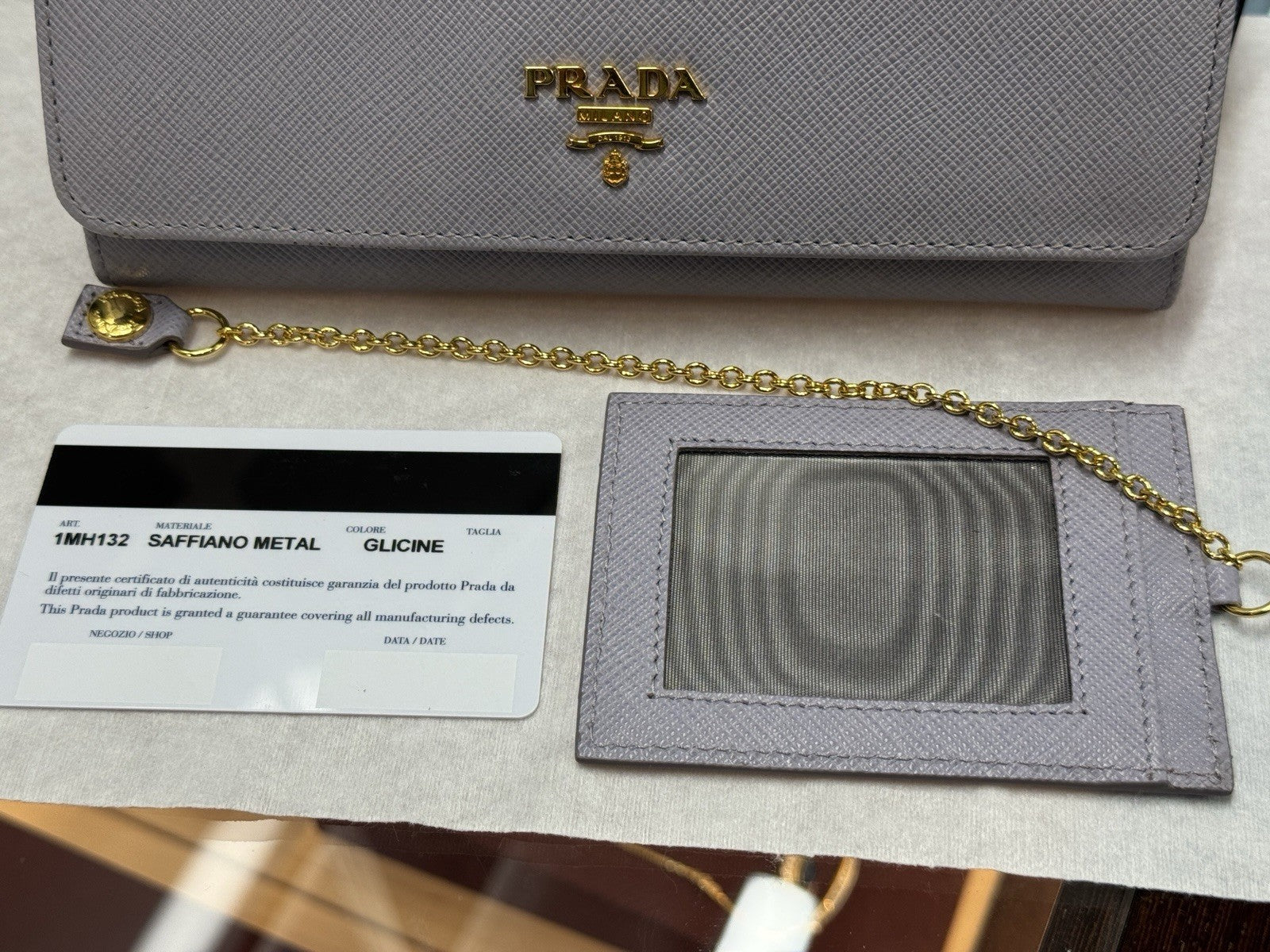 Prada 1MH132 große Geldbörse Portemonnaie Saffiano Metal Leder Violett Glicine
