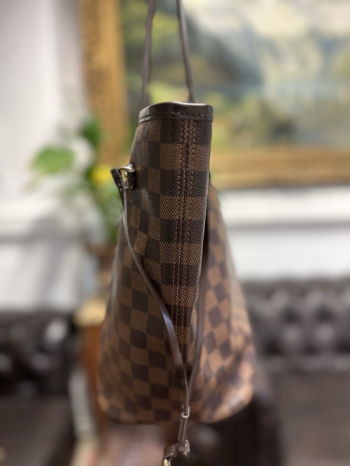 Louis Vuitton Neverfull MM Damier Ebene & Rosa 2016 Shopper Top Zustand