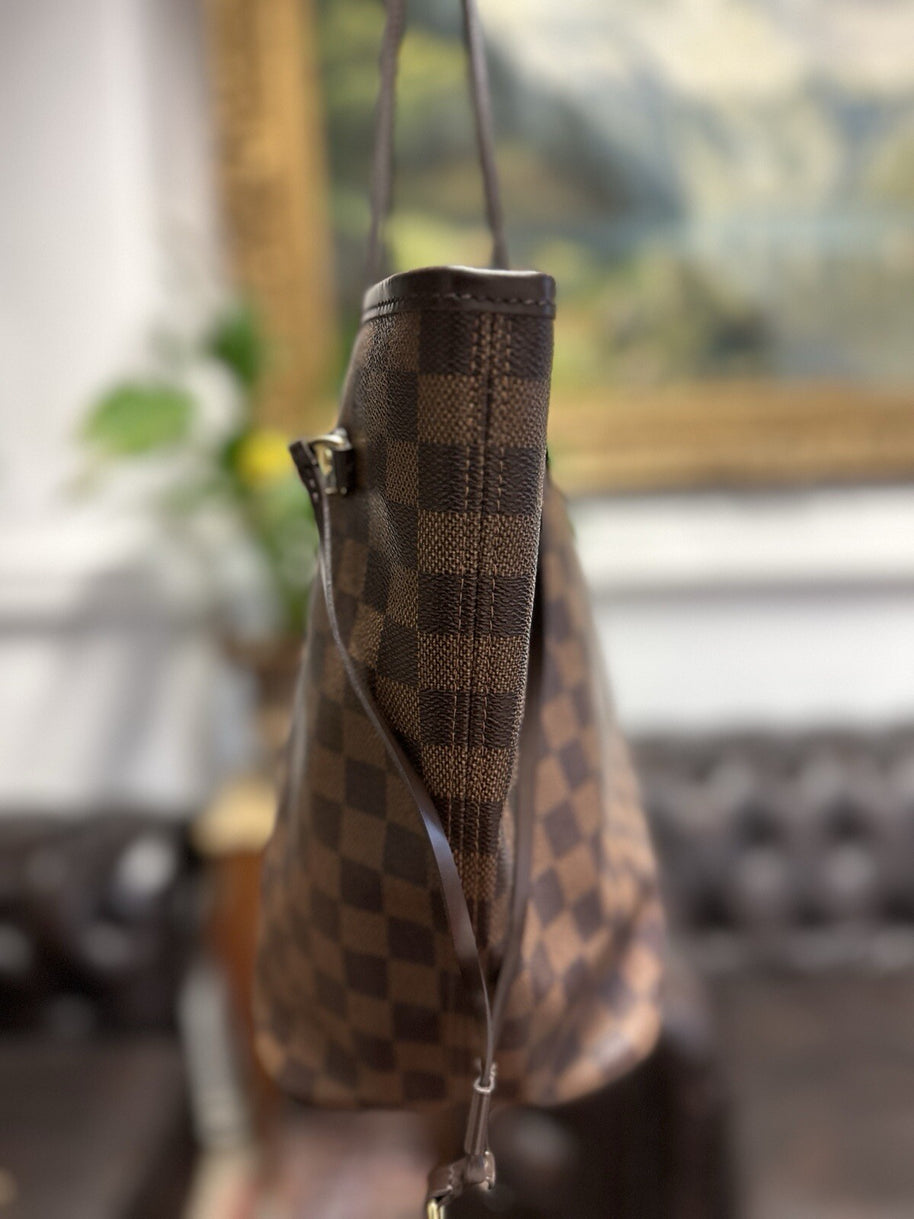 Louis Vuitton Neverfull MM Damier Ebene & Rosa 2016 Shopper Top Zustand