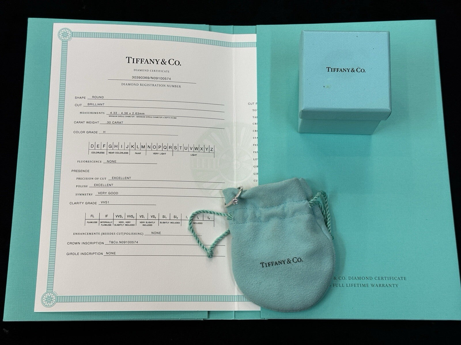 Tiffany & Co. Verlobungsring Platin 950-Gr.52 - Box & Zertifikat 0,30 CT - VVS1