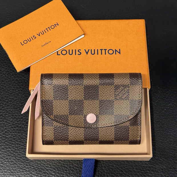 Louis Vuitton Rosalie Coin Geldbörse Portemonnaie Damier Ebene & Rose Ballerine