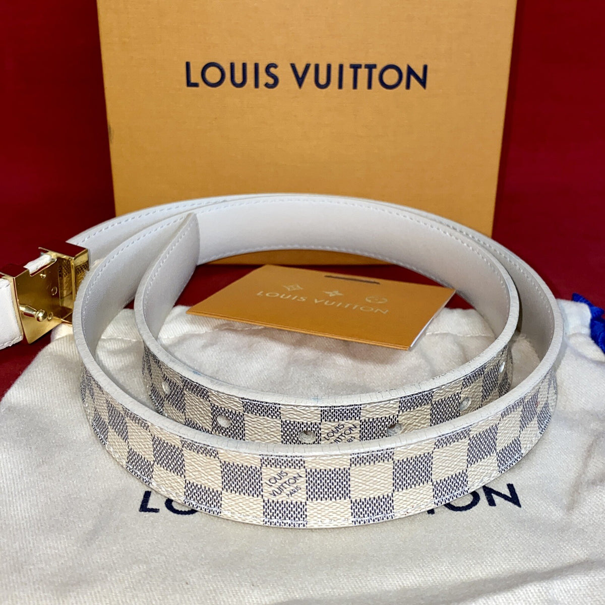 Louis Vuitton M9268 Damengürtel Damier Azur Gürtel Gr. 85 Gold 2019