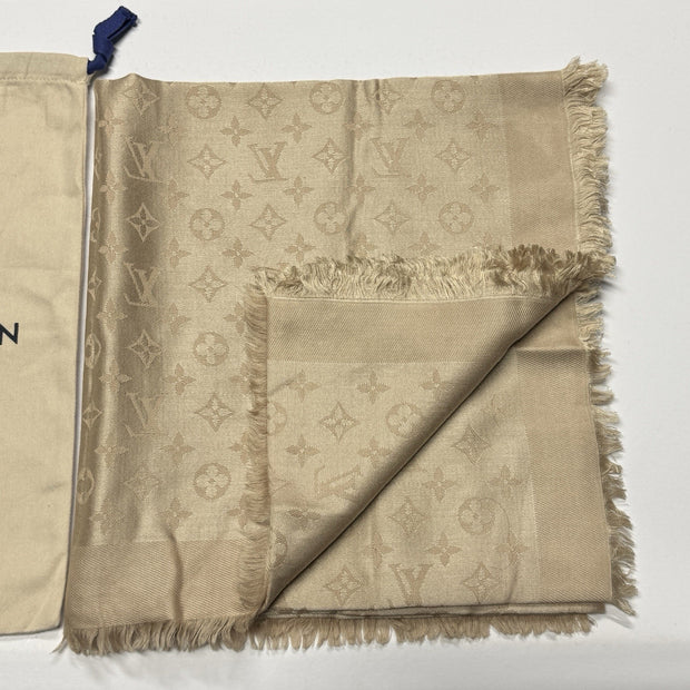 Louis Vuitton Monogram Seide Tuch/Schal 140cm Beige Creme Ivory M71360
