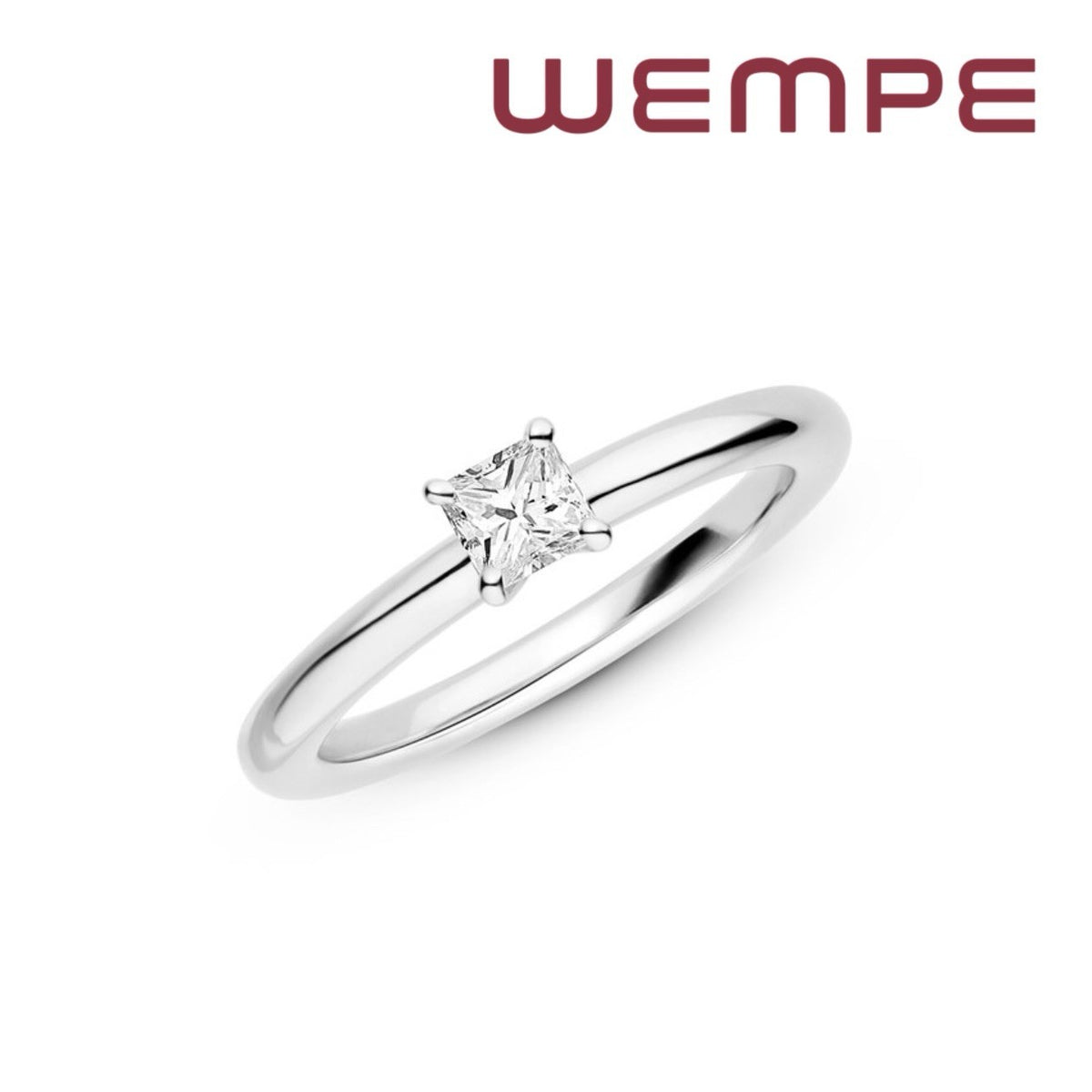 Wempe Verlobungsring One 18k Weißgold 1 Diamant Princess-Schliff 0,30 CT Gr. 54