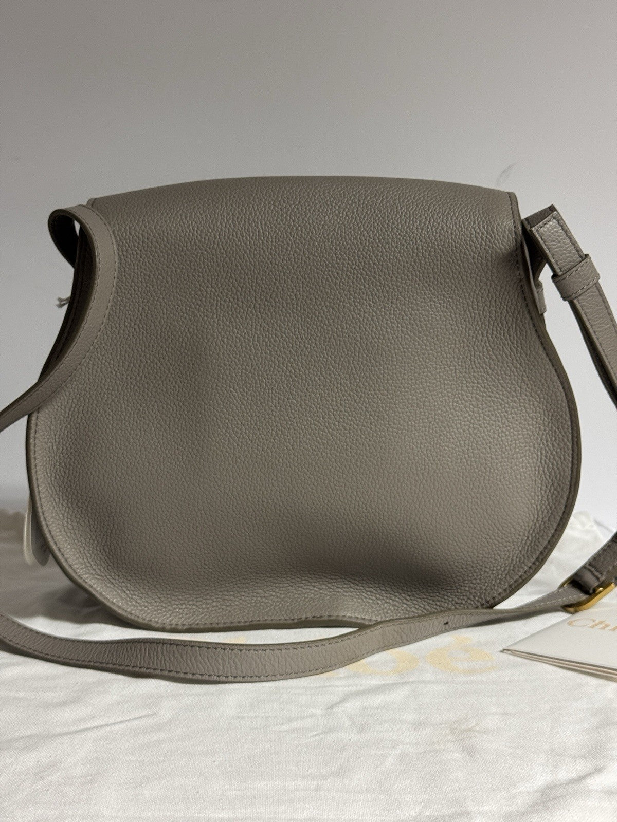 Chloé Marcie Medium Saddle Bag Cashmere Grey Umhängetasche Grau NEU