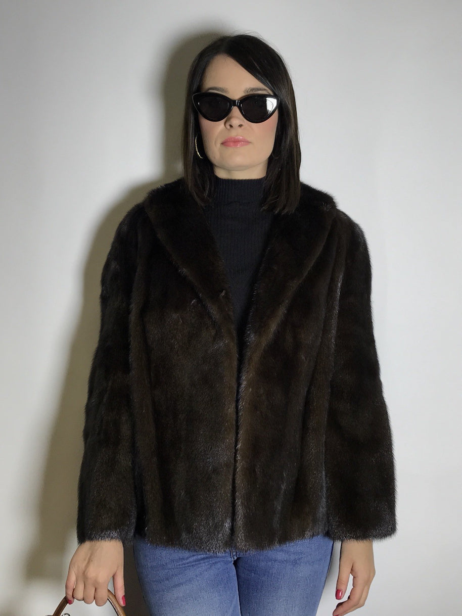 Klassische Nerzjacke dunkelbraun Kürschner Arbeit by WEIDEMANN Gr. 40/42 Damen