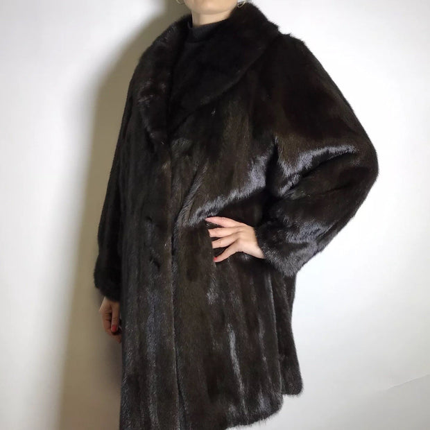 Schöner Nerzmantel dunkelbraun, Sonderanfertigung vom Kürschner Gr. 38-40 Damen