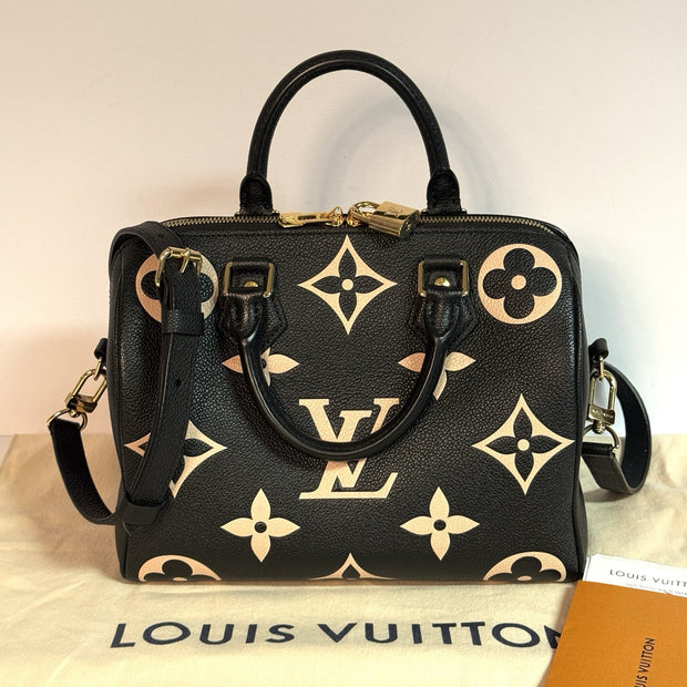 Louis Vuitton Speedy 25 mit Schulterriemen Monogram Empreinte Bicolor Leder