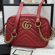 Gucci GG Marmont Mini-Kameratasche Schultertasche Leder Rot/Gold 448065