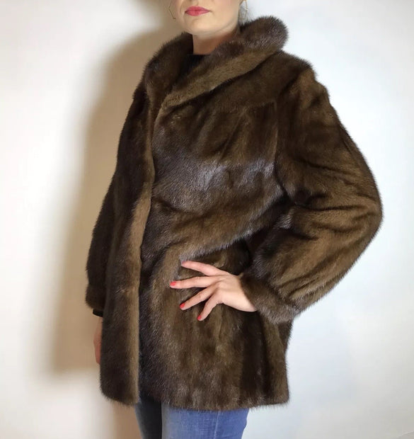 Schöne Nerzjacke naturbraun vom Kürschner Gr. 34/36 Damen